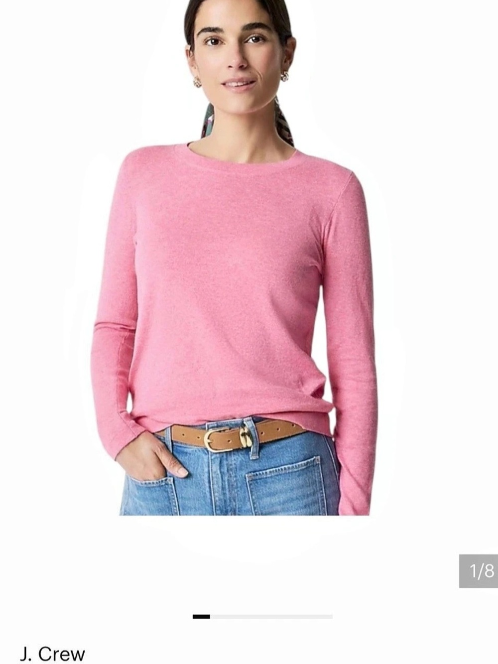J.Crew Cotton Classic-Fit Teddie Crewneck Sweater Pink Crew Neck Sweater NWOT
